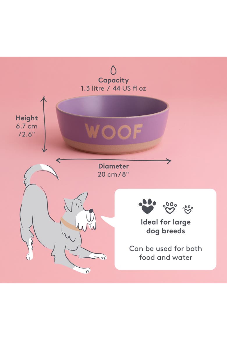 Woof Dog Bowl, 7.9 Inch, 44oz, Alternate, color, Purple