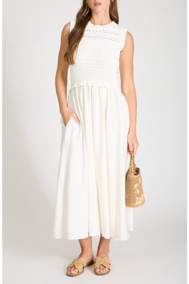 Mixed Media Maxi Dress, Main, color, CREAM
