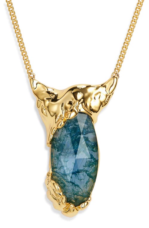 Alexis Bittar Brut Blue Moss Agate Pendant Necklace in Stones 