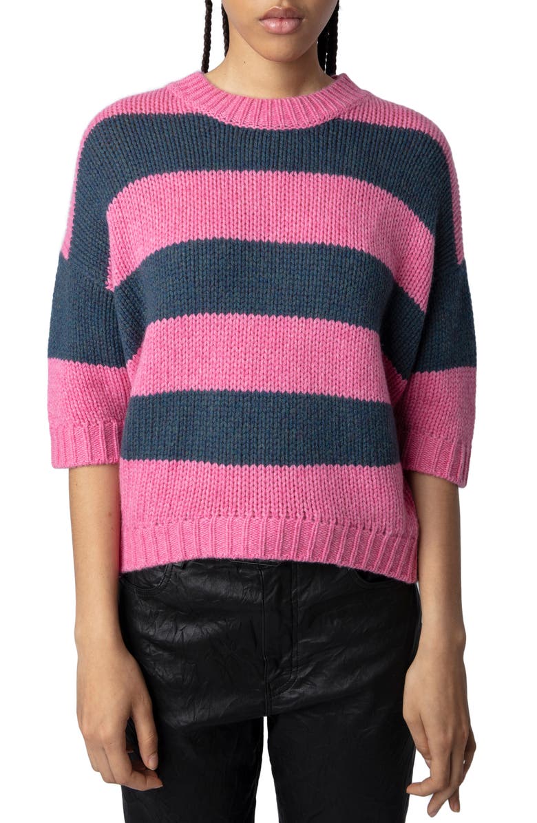 Zadig & Voltaire Bully Stripe Cashmere Crewneck Sweater, Main, color,