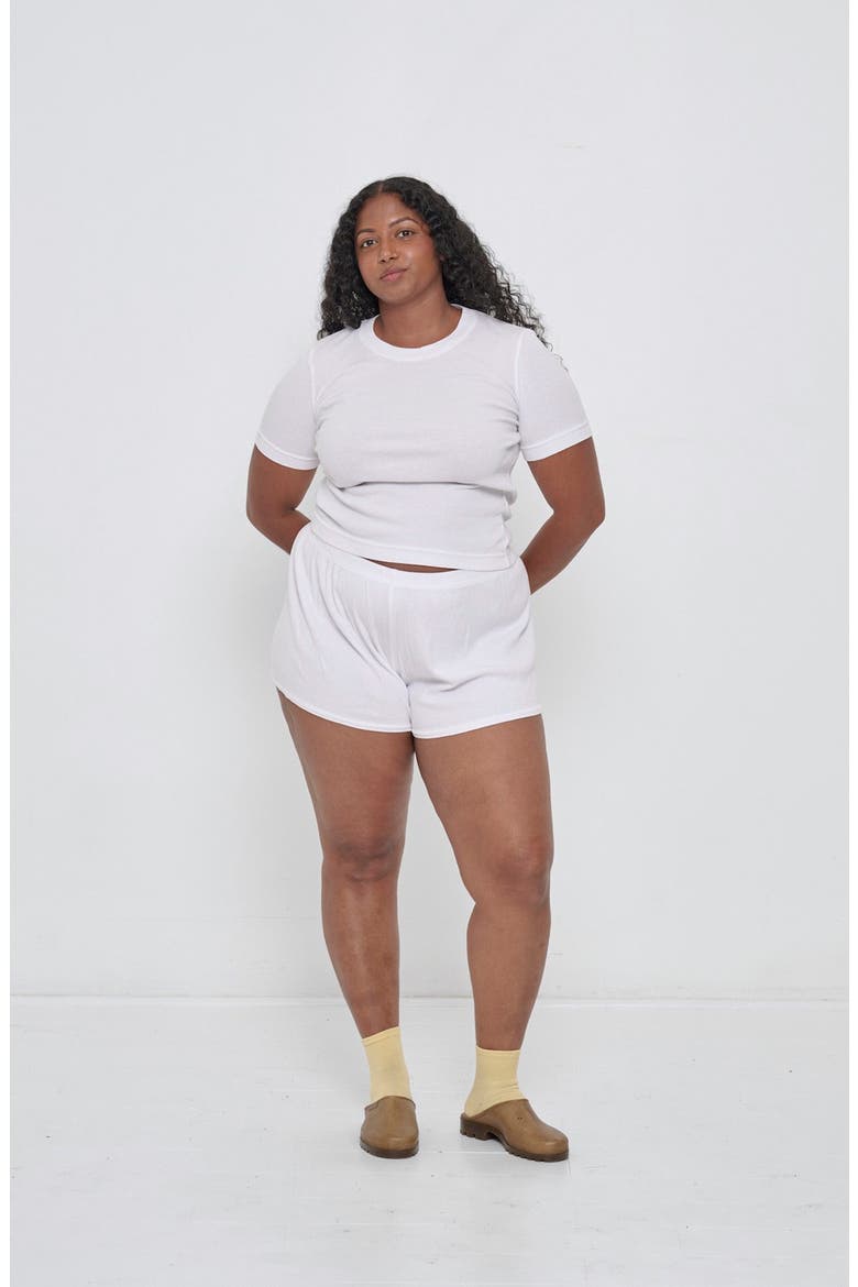Rib Short Sleeve, Alternate, color, White