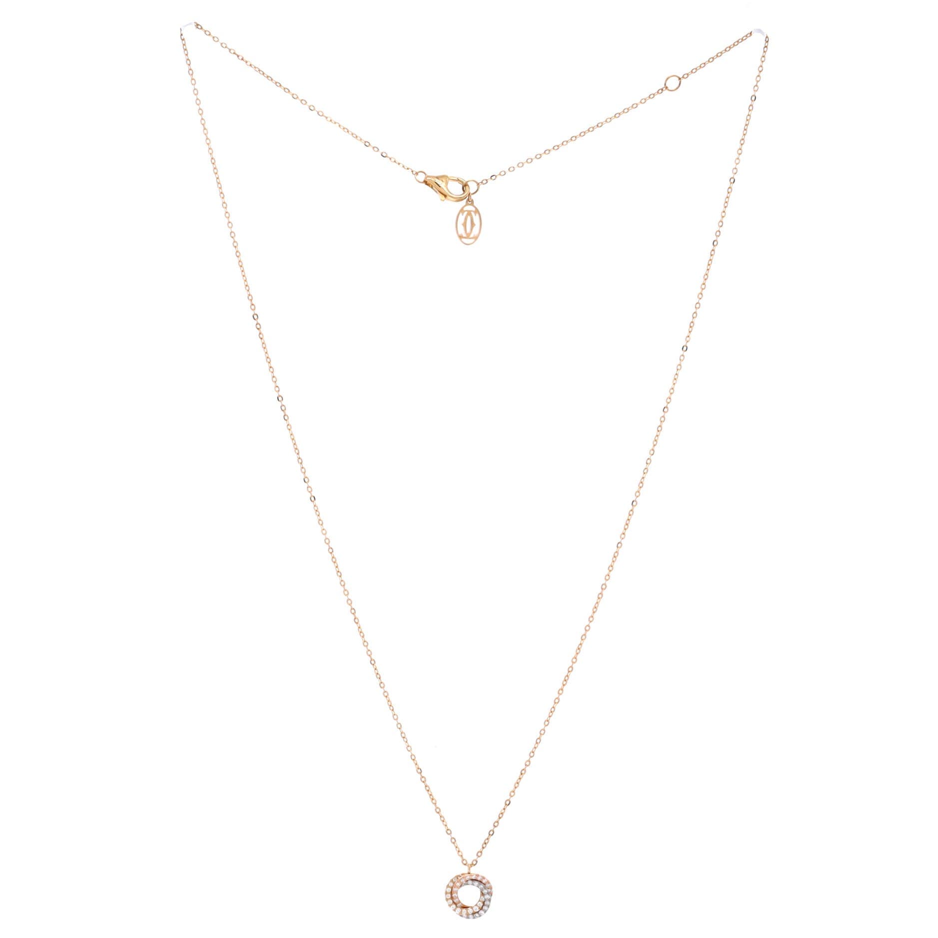 Trinity Choker Necklace 18K Tricolor Gold with Pave Diamonds, Alternate, color, Metallic Gold