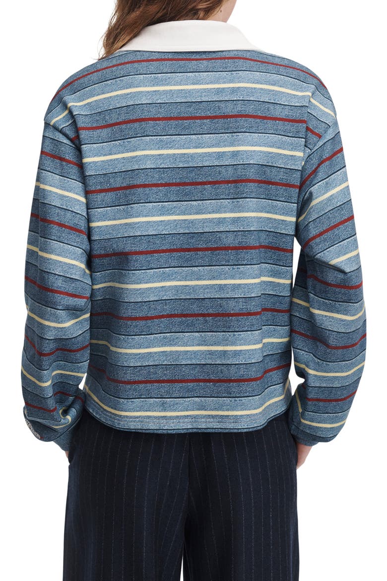 Miramar Cropped Rugby Polo Sweatshirt, Alternate, color, INDIGO STRIPE
