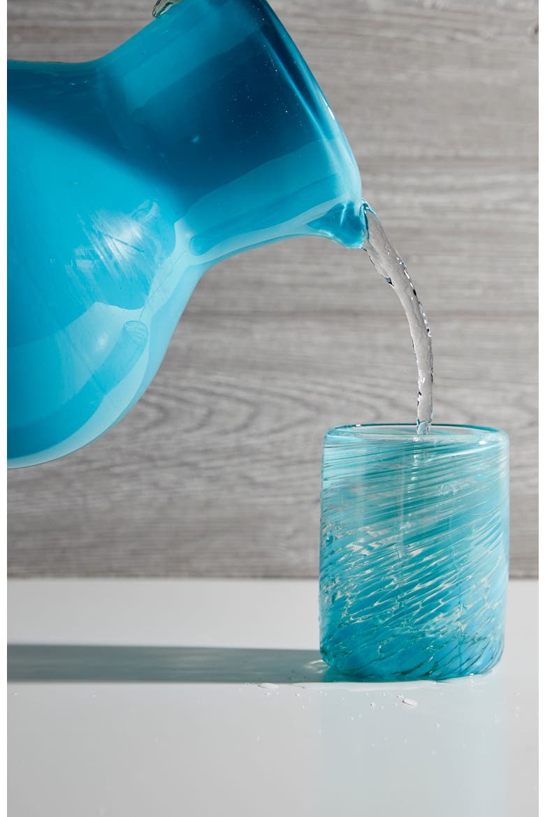 Handblown Glass Pitcher, Alternate, color, Aqua