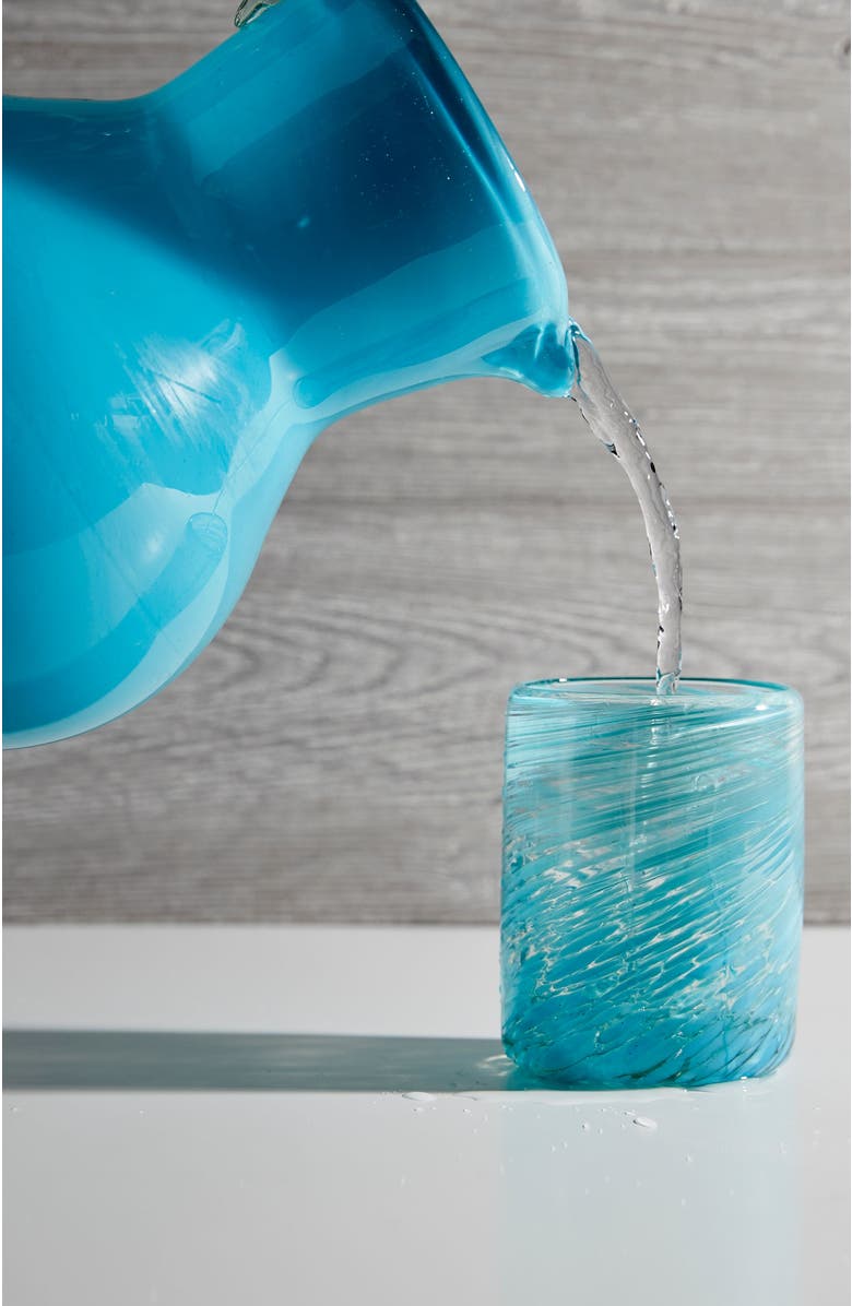 Verve Culture Handblown Glass Pitcher, Alternate, color, Aqua