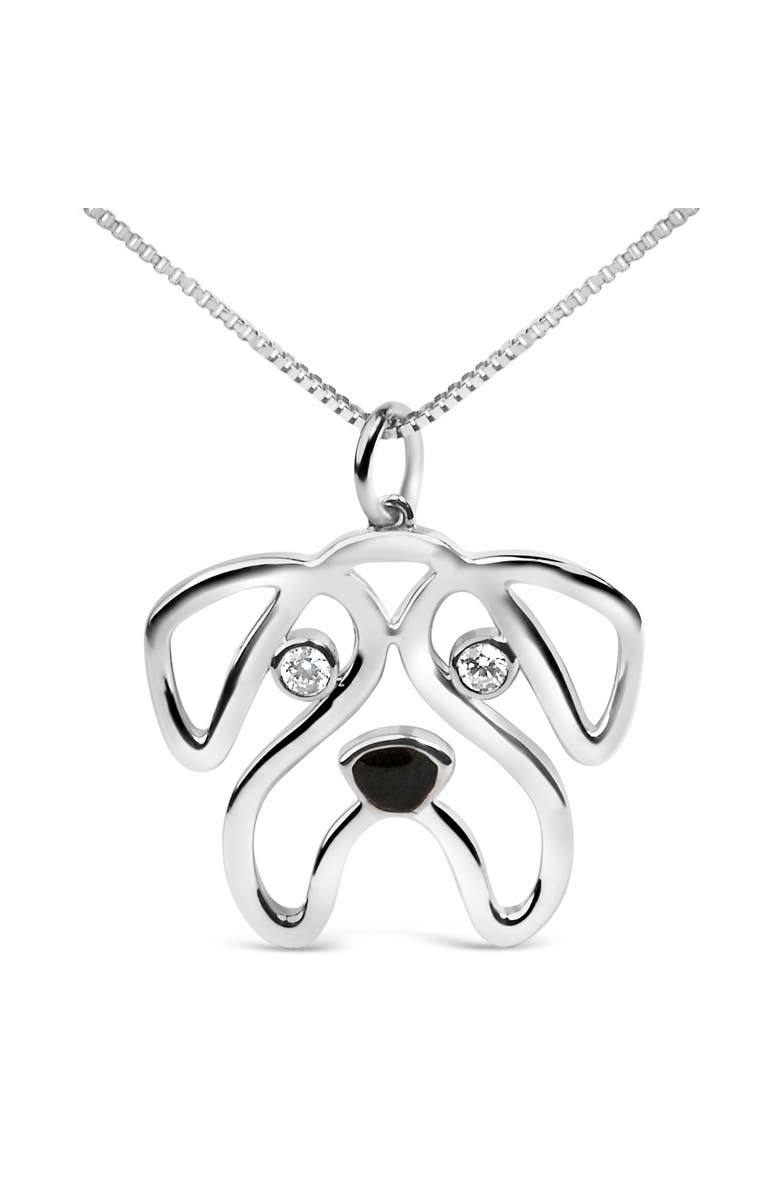 Haus of Brilliance Silver Diamond Accent Pug Dog Pendant Necklace, Main, color,