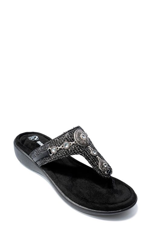Minnetonka Brecca Flip Flop In Black Metallic