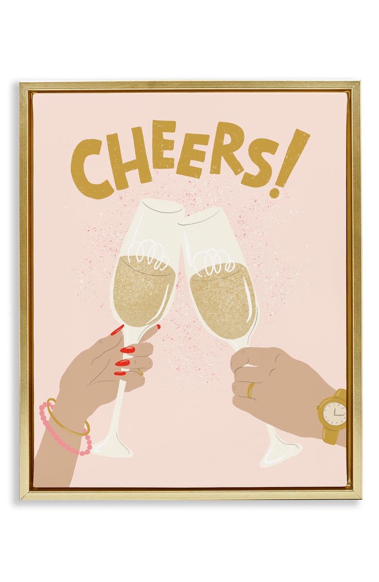 Stupell Industries Celebration Cheers Drinks Framed Canvas Wall Art, Main, color, Beige