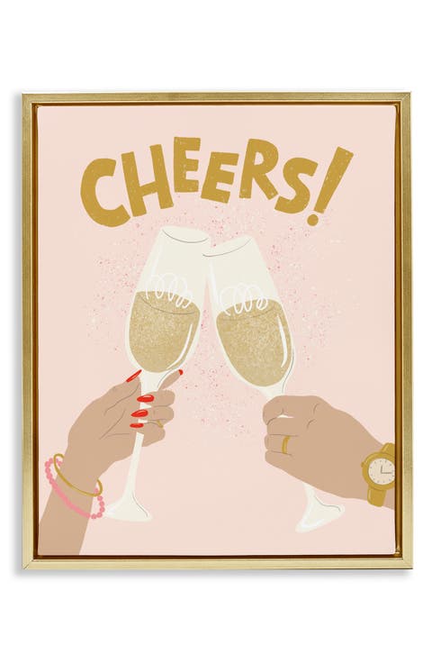 Celebration Cheers Drinks Framed Canvas Wall Art
