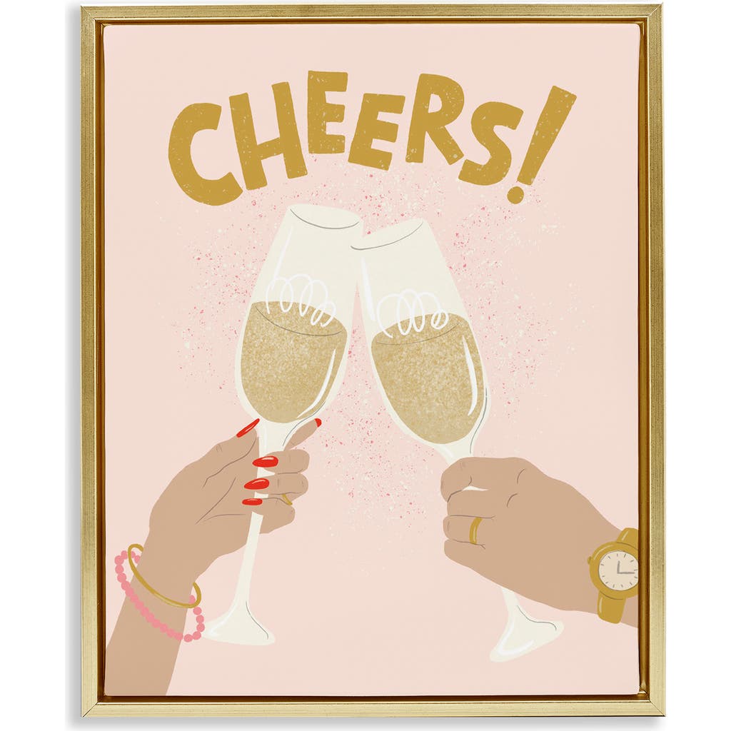 Stupell Industries Celebration Cheers Drinks Framed Canvas Wall Art In Sand