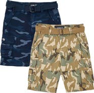 XRAY Kids' 2-Pack Belted Twill Cargo Shorts