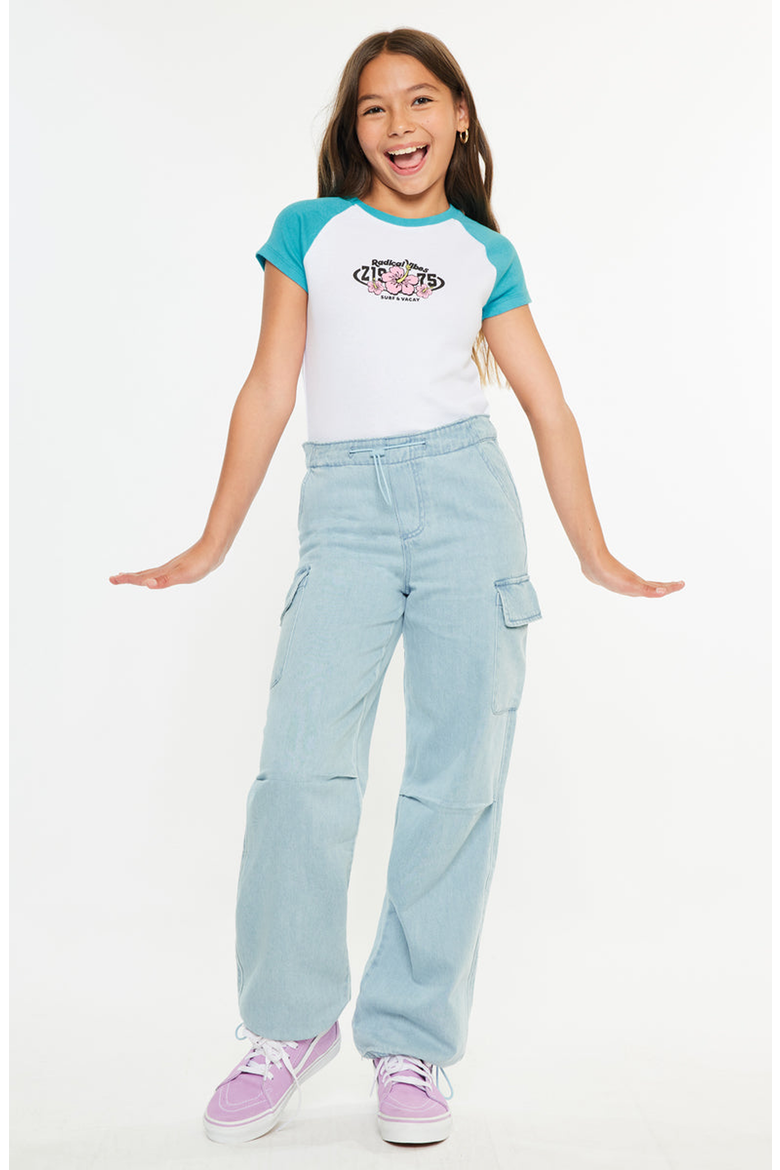 Inez High Rise Relaxed Cargo Pants, Main, color, Light Wash