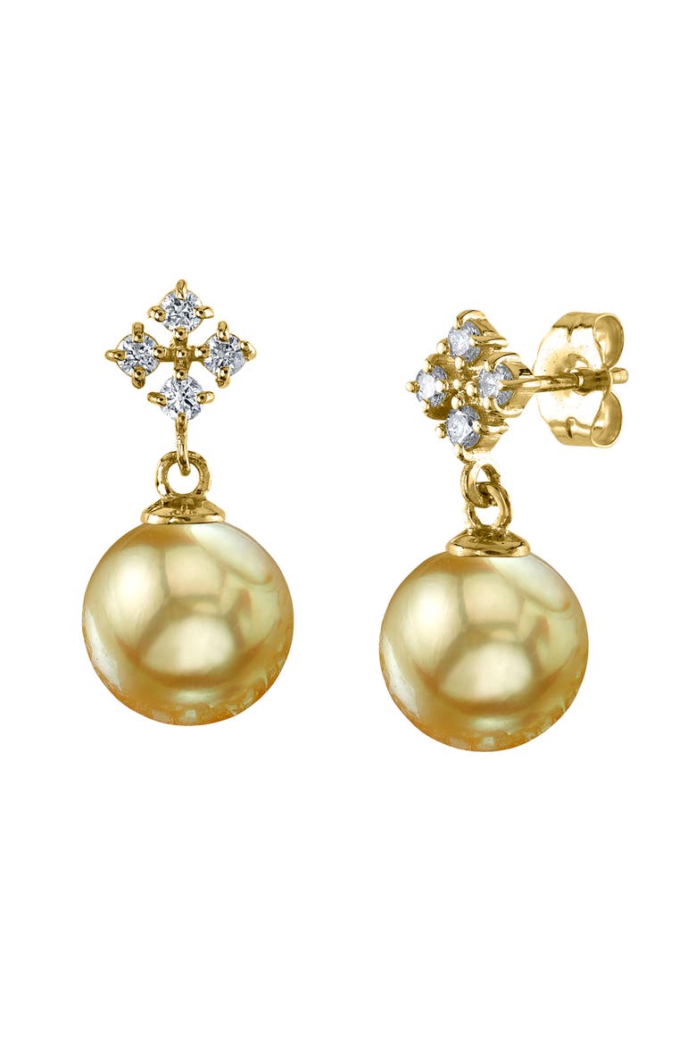 Golden Pearl & Diamond Millie Earrings, Main, color, Yellow Gold