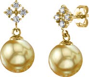 The Pearl Source Golden Pearl & Diamond Millie Earrings