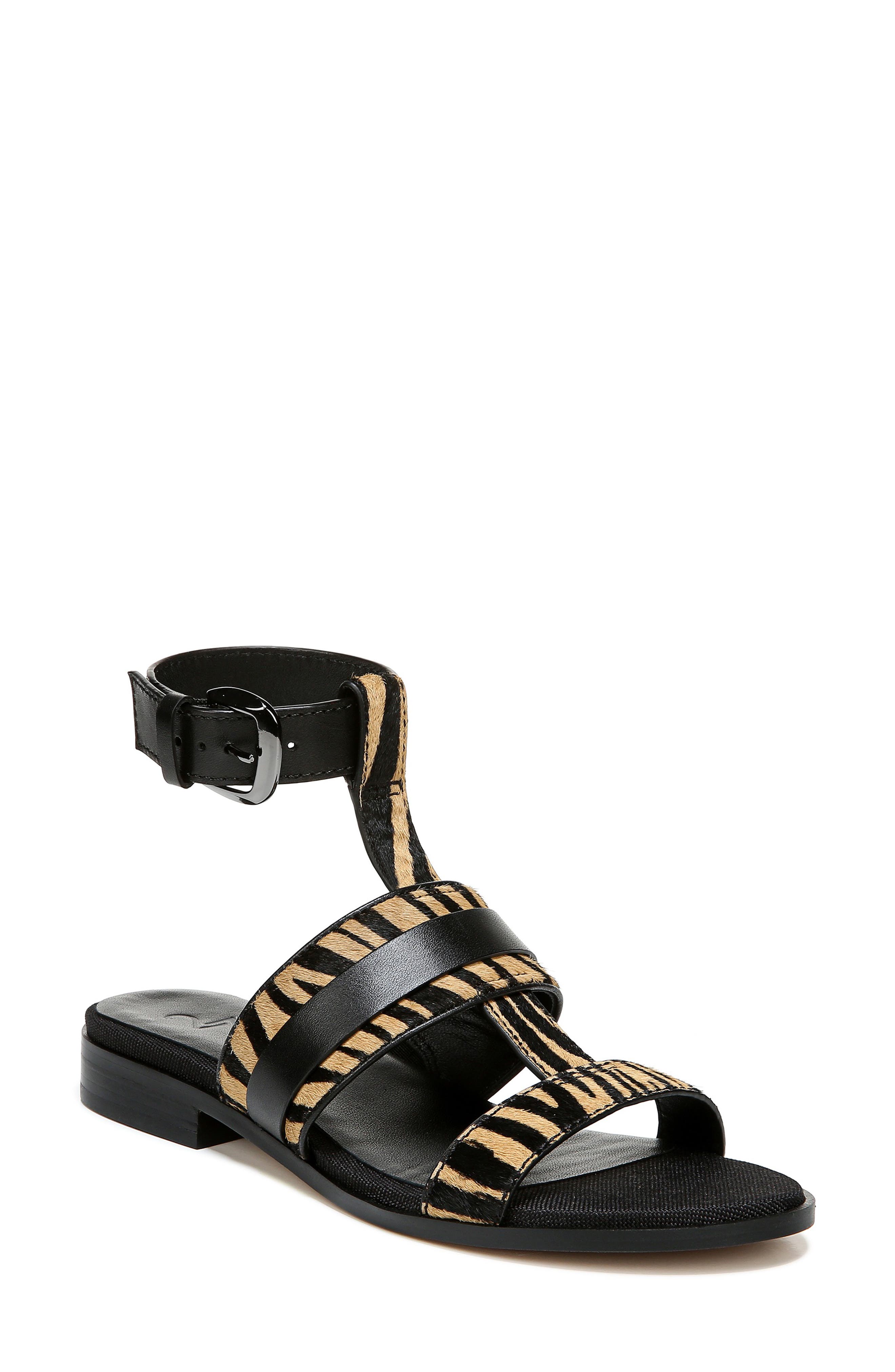 Elva Sandal, Main, color, ZEBRA PRINT CALF HAIR