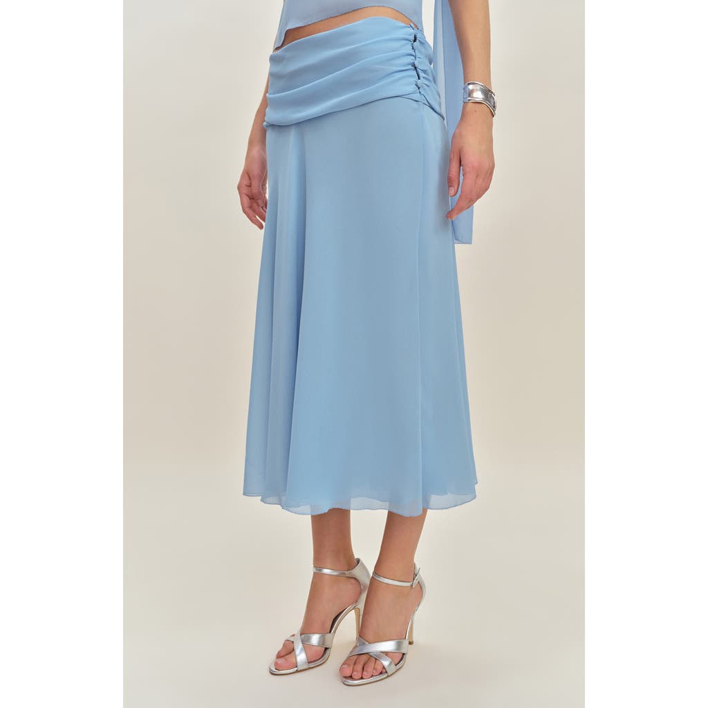 Reformation X Devon Lee Carlson Olivia Low Waist Midi Skirt In Ice Water