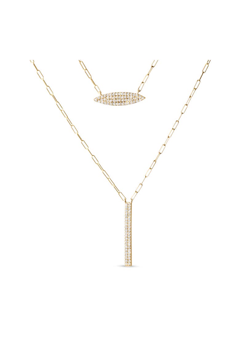 14K Yellow Gold 3/8 Cttw Two-Strand Marquise and Bar Charm Paper Clip Necklace, Main, color, Yellow