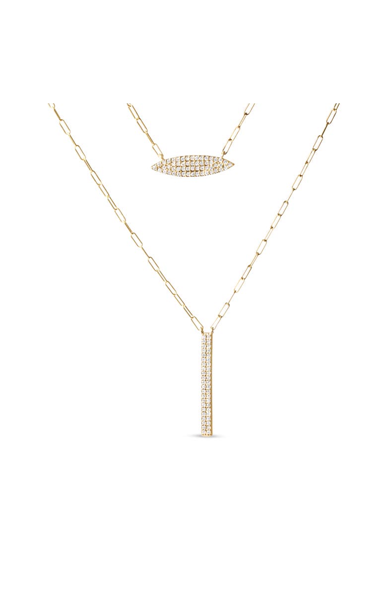 Haus of Brilliance 14K Yellow Gold 3/8 Cttw Two-Strand Marquise and Bar Charm Paper Clip Necklace, Main, color, Yellow