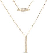 Haus of Brilliance 14K Yellow Gold 3/8 Cttw Two-Strand Marquise and Bar Charm Paper Clip Necklace