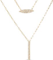 Haus of Brilliance 14K Yellow Gold 3/8 Cttw Two-Strand Marquise and Bar Charm Paper Clip Necklace