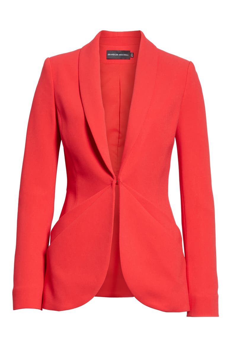 Drape Pocket Crepe Jacket, Alternate, color, RED