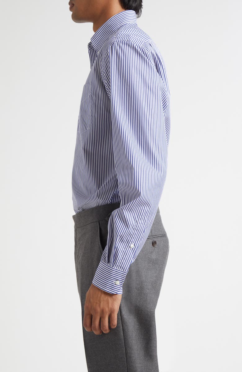 Ralph Lauren Purple Label Cameron Stripe Cotton Button-Down Shirt, Alternate, color, Blue/ White