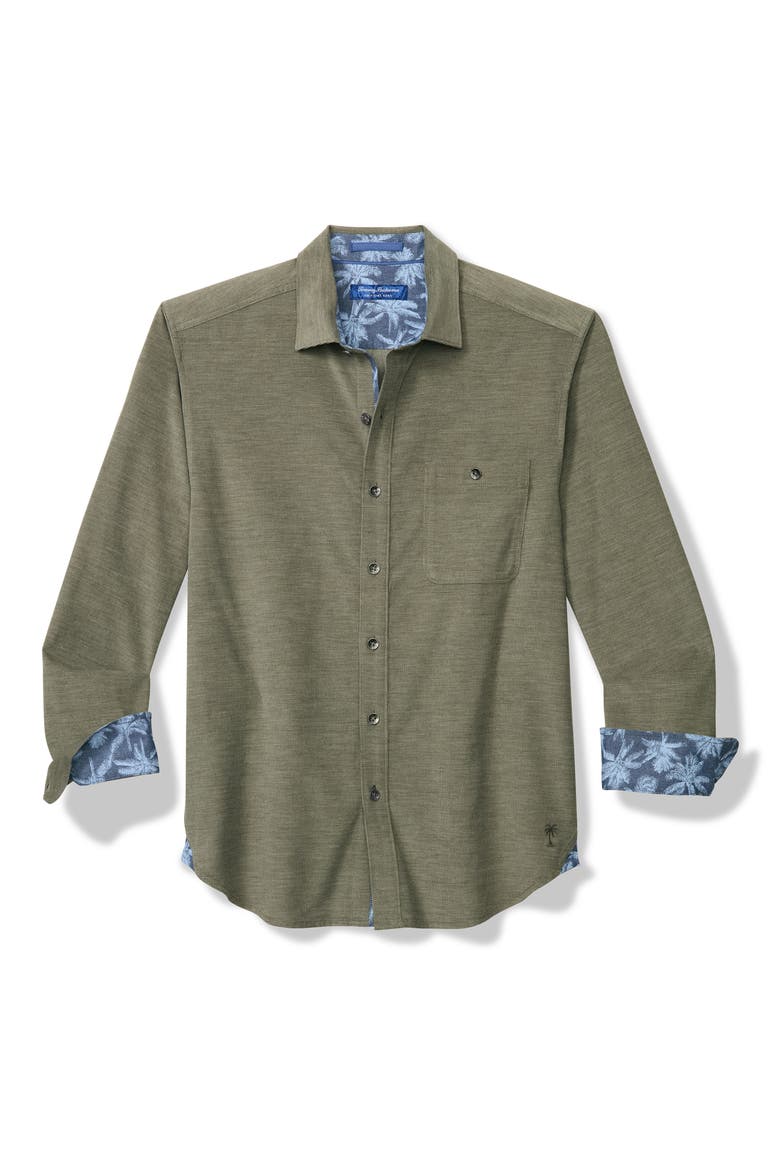 Coastline Cord Cotton Button-Up Shirt, Main, color, PALM MOSS