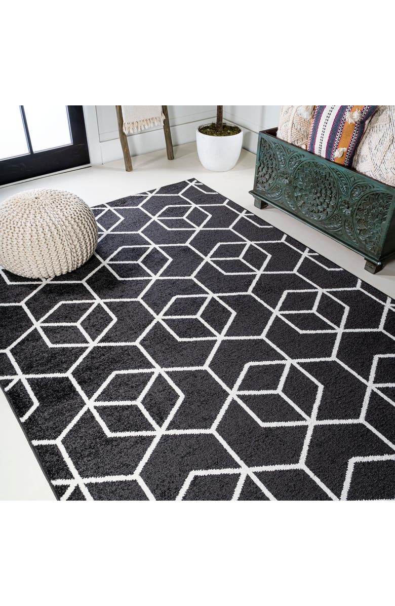JONATHAN Y Tumbling Blocks Modern Geometric Area Rug, Alternate, color, Black/White