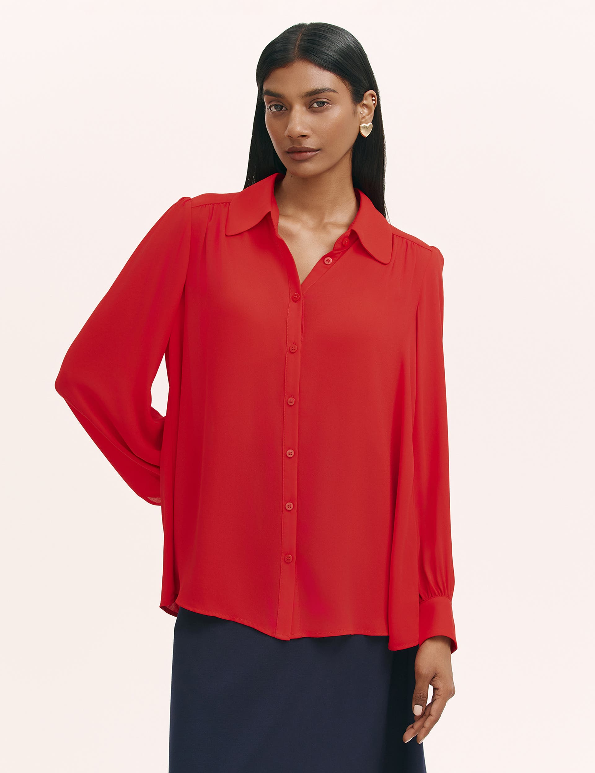 Melina Chiffon Button Down Blouse - image 3