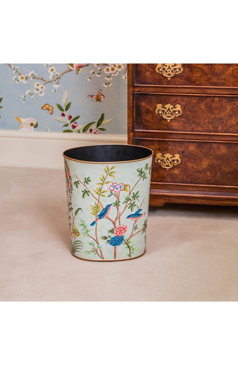 Mrs. Alice Green Chinoiserie Oval Tole Waste Paper Bin, Alternate, color, Green