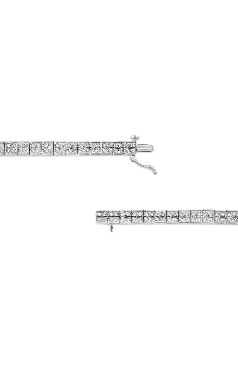 Haus of Brilliance Silver 2 Cttw Prong Set Round-Cut Diamond 4 Stone Box Link Bracelet, Alternate, color, White