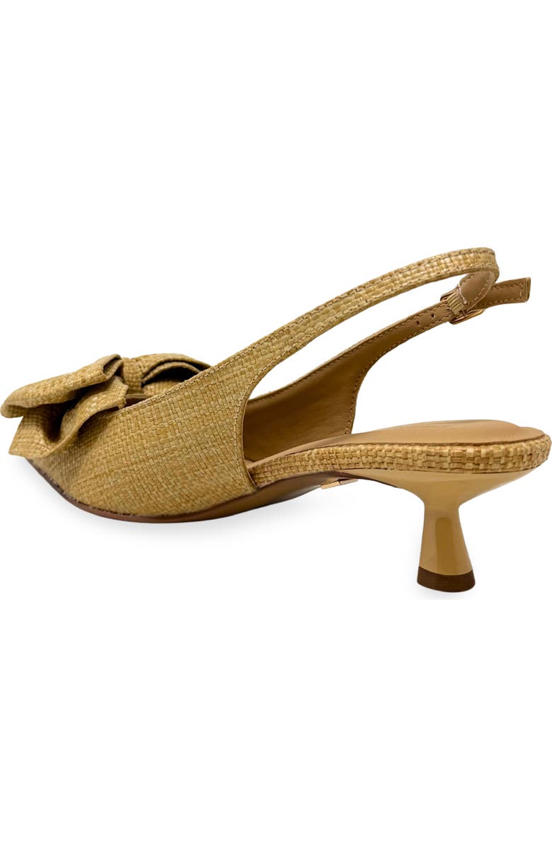 SHUSHOP Nora Bow Kitten Heel Slingback Pump, Alternate, color, Raffia