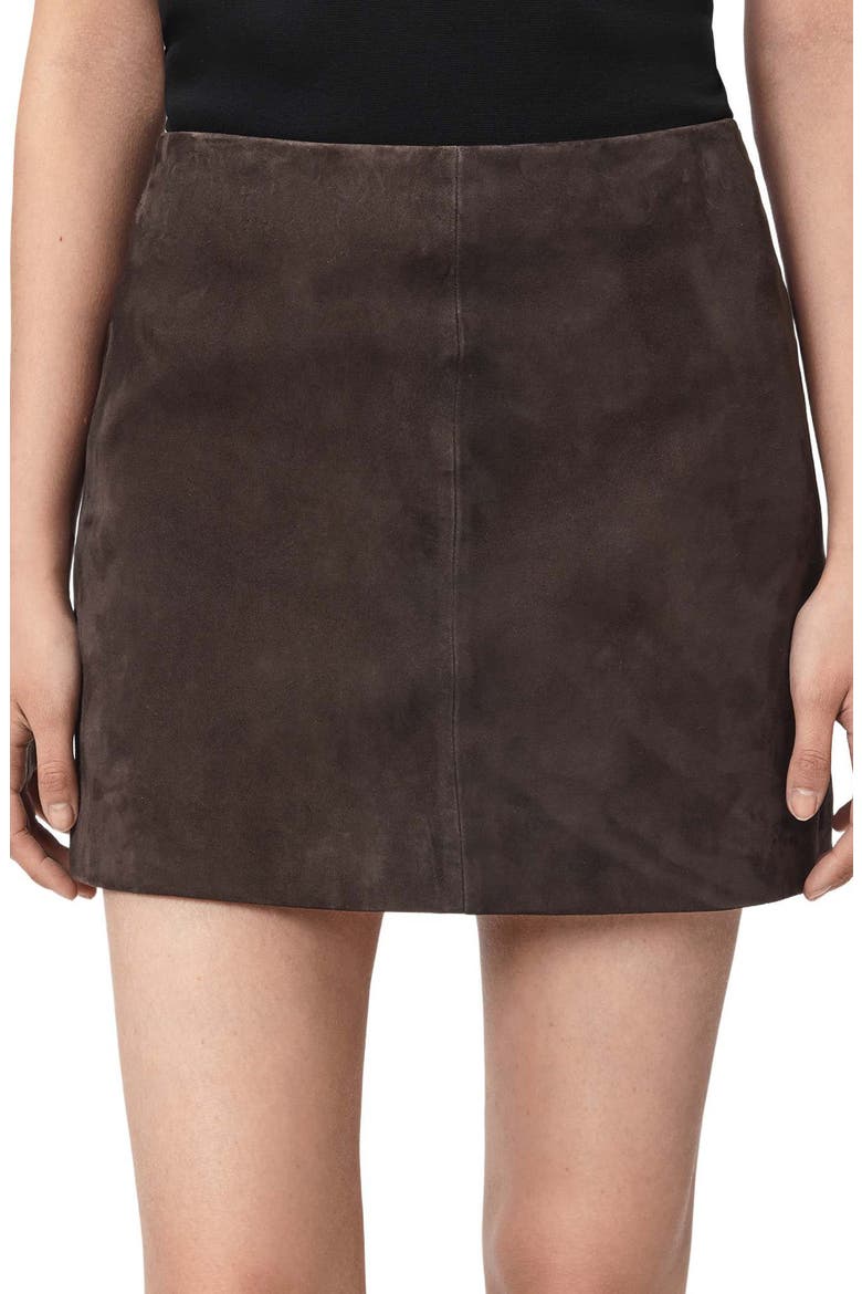 Renai Suede Miniskirt, Alternate, color, BITTER BROWN