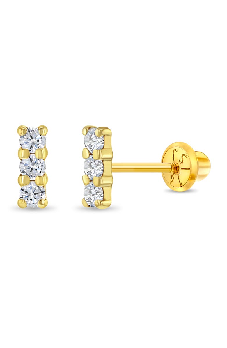 In Season Jewelry 14k Tiny Cubic Zirconia Bar Earrings, Main, color, Gold