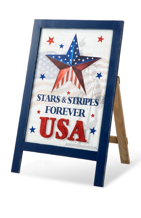 Patriotic Americana Wooden Easel Porch Decor