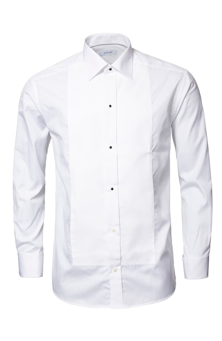 Eton Classic Fit Piqué Tuxedo Shirt, Alternate, color, 