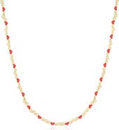 The Lovery Fine Jewelry Red Enamel Heart Link Necklace