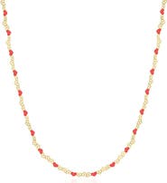The Lovery Fine Jewelry Red Enamel Heart Link Necklace