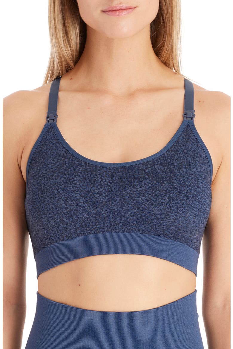 Bella Active Maternity Nursing Bra, Main, color, NAVY JACQUARD