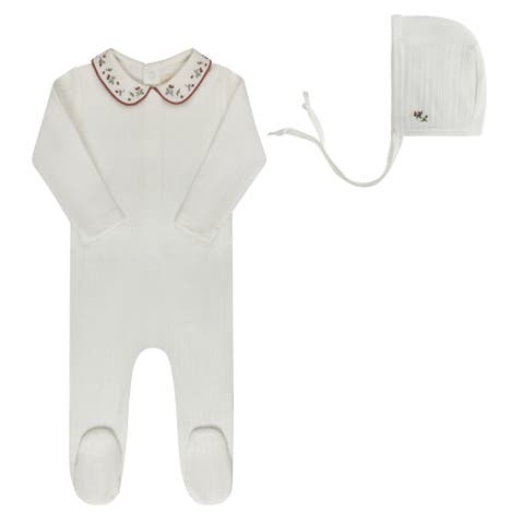 Embroidered Collar Collection -  Footie + Bonnet (Baby)