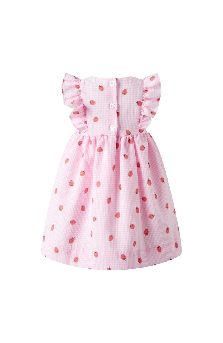 Rachel Riley Strawberry Gingham Sundress & Hat, Alternate, color, Pink
