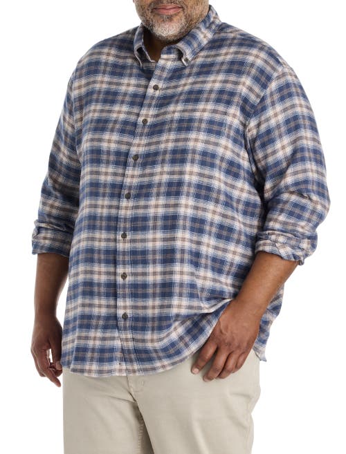 Harbor Bay By Dxl Big & Tall Small Plaid Flannel Sport Shirt In Multi
