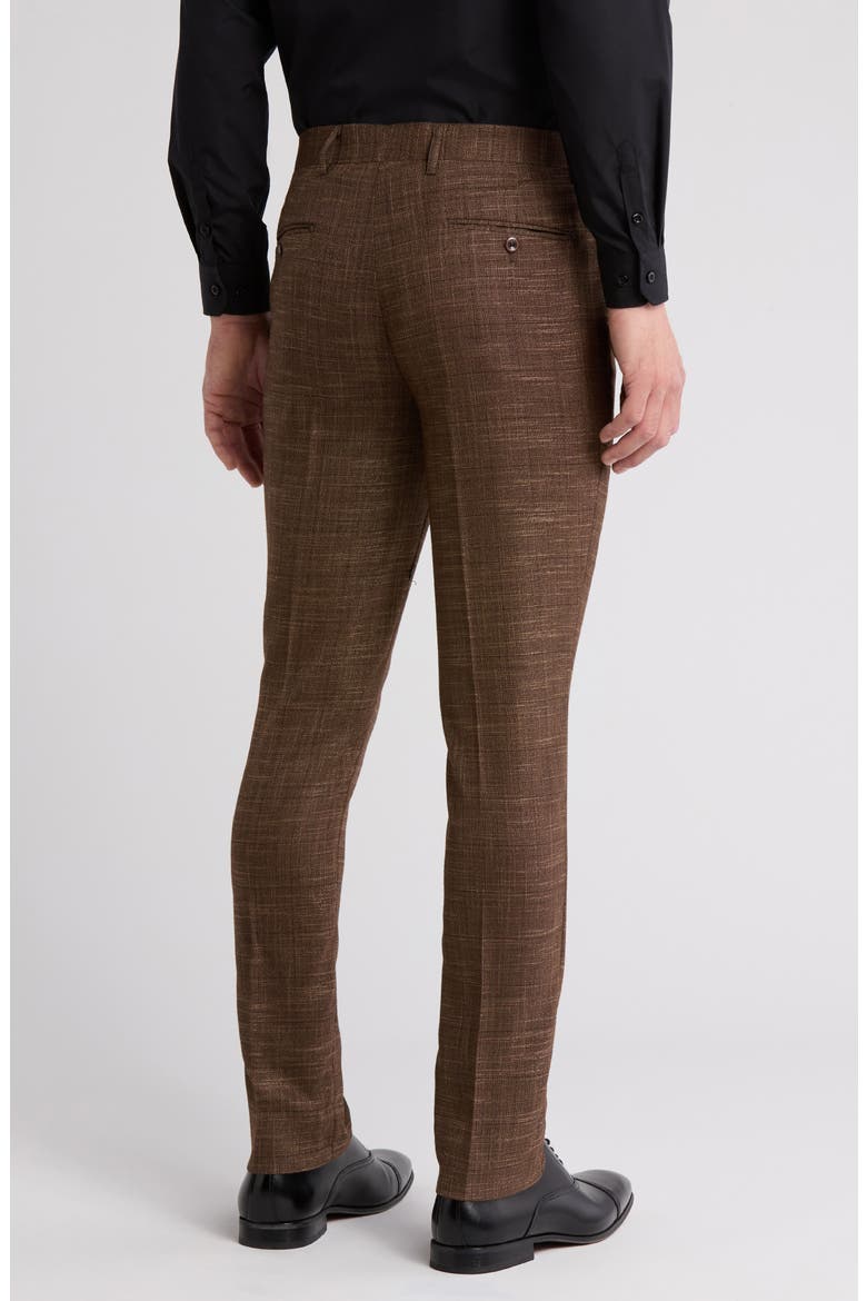 Plaid Slim Fit Dress Pants, Alternate, color, BROWN
