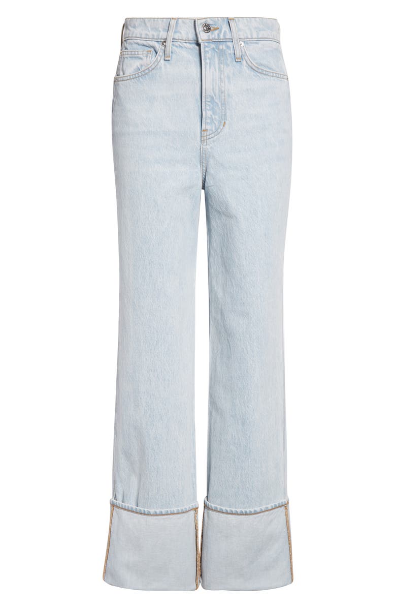Veronica Beard Dylan Cuffed High Waist Relaxed Straight Leg Jeans, Alternate, color, Pale Stone