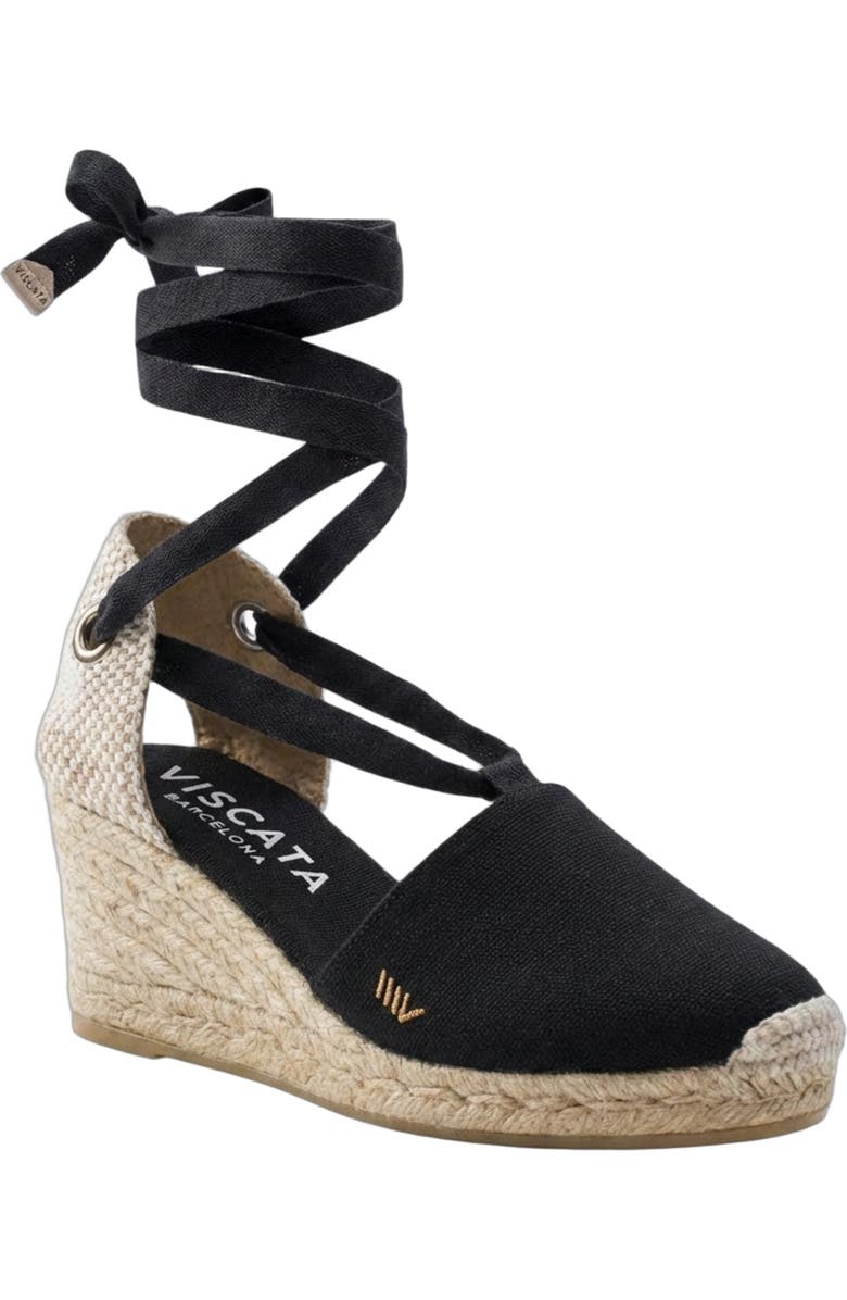 VISCATA Escala Canvas Espadrille Wedges, Alternate, color, Black