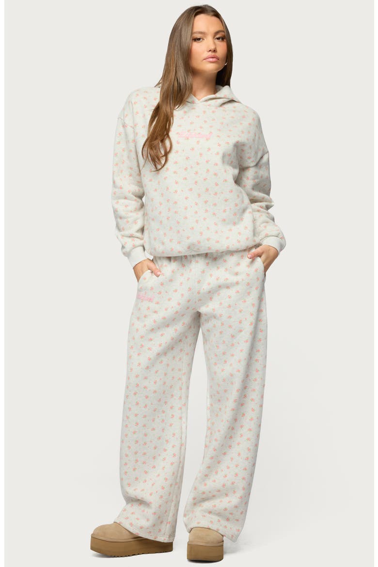 Flower Power Wide Leg Sweatpants, Alternate, color, LIGHT-GRAY-MELANGE