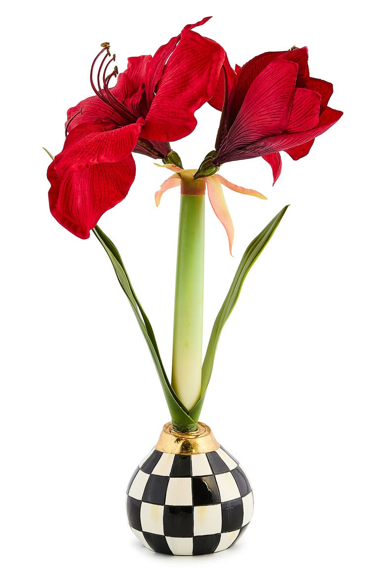 Courtly Check Imitation Amaryllis Bulb Arrangement, Main, color, COURTLY