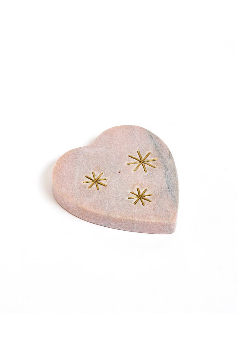 Jaipuri Heart Incense Holder - Pink Carved Marble, Main, color, Pink