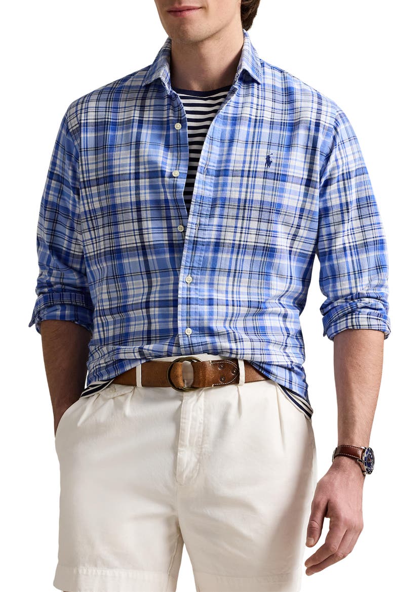 Plaid Classic Fit Oxford Button-Up Shirt, Main, color, 6684A BLUE MULTI