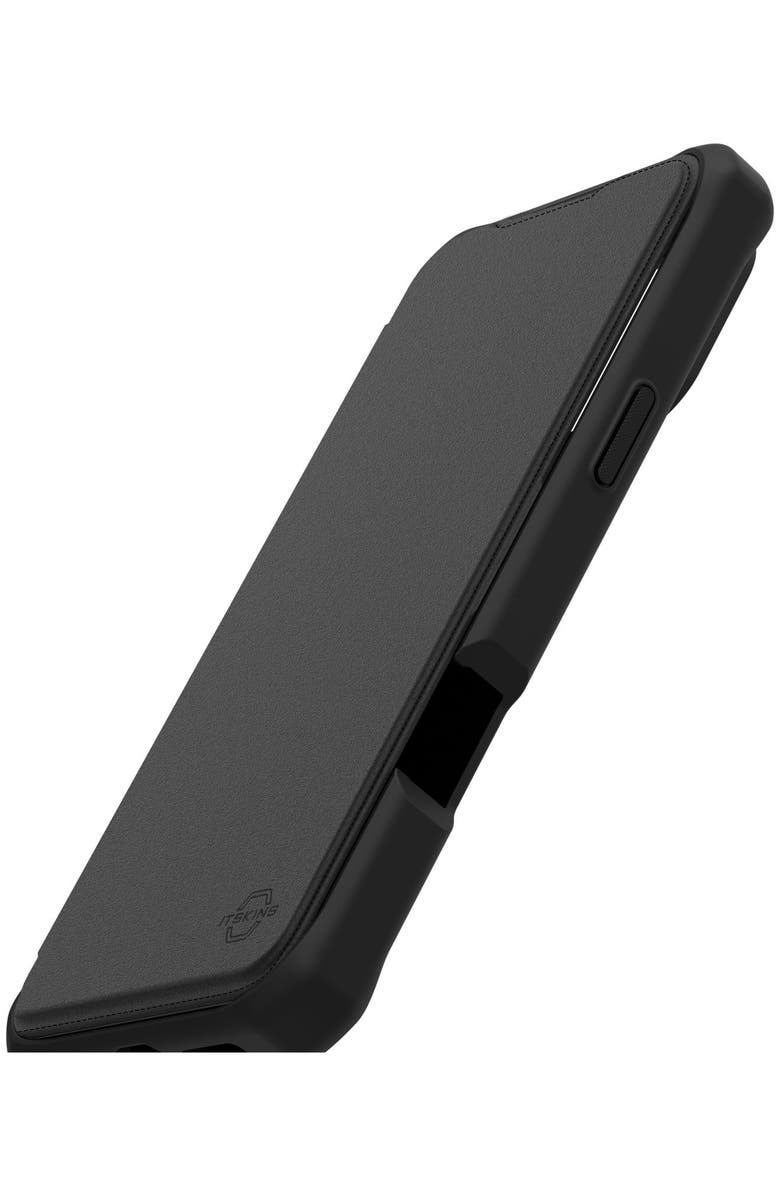 ITSkins Hybrid_R Folio MagSafe Case for Apple iPhone 16, Alternate, color, Black
